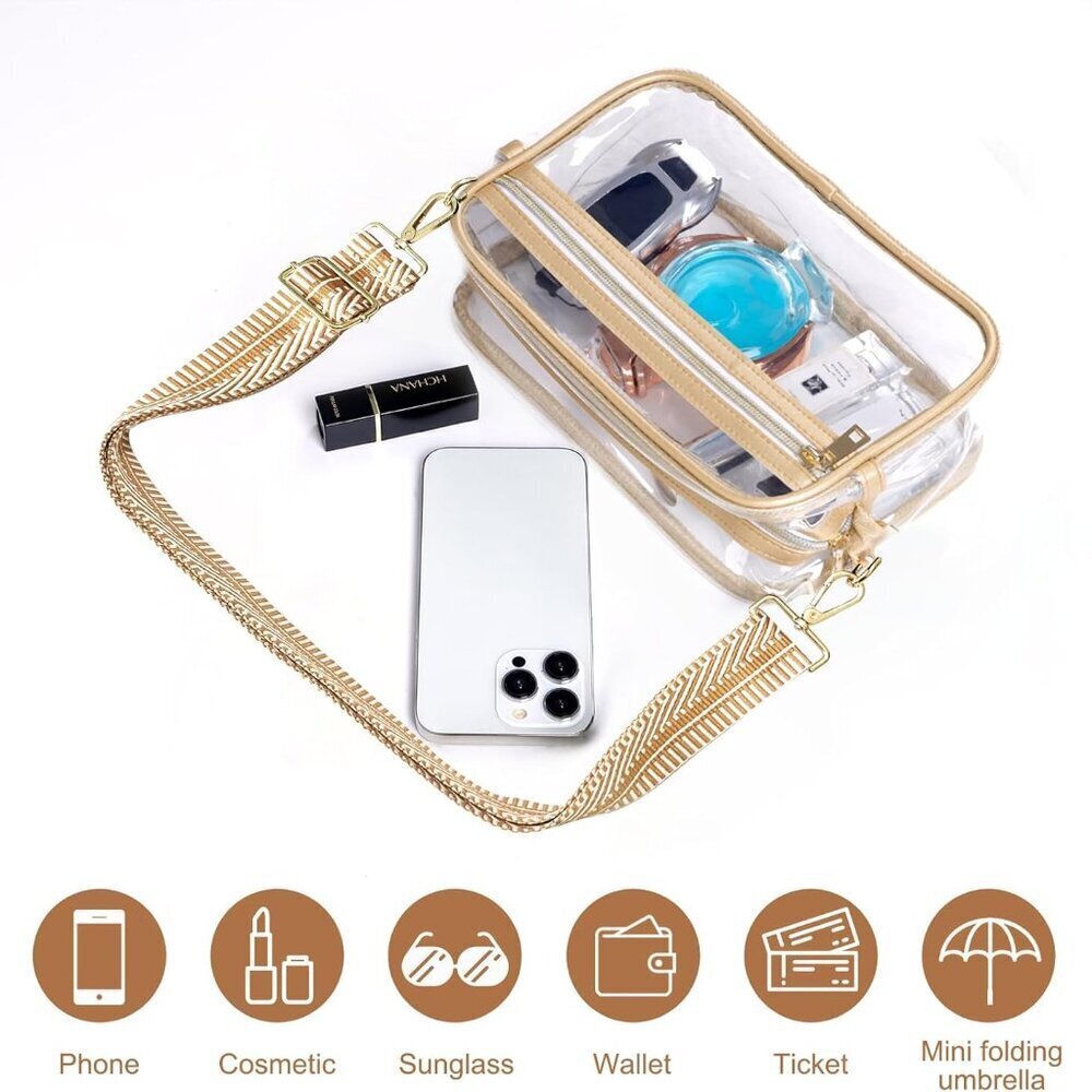 Clear PVC Crossbody Bag Women Men Stadium Approved Concert Festival Sports - Picture 3 of 7